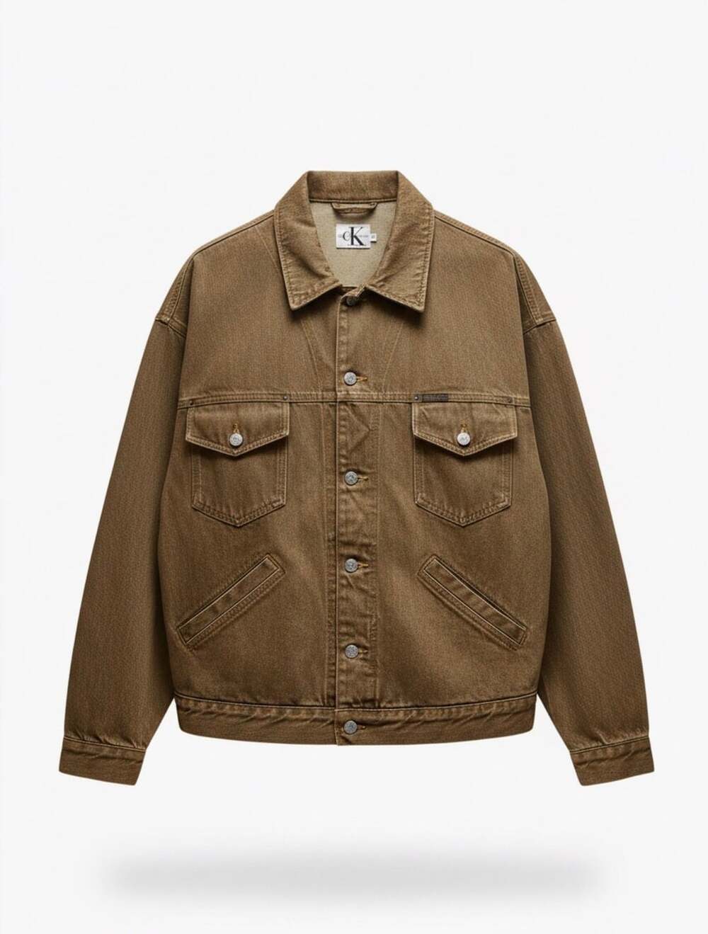 Calvin Klein Jeans Brown Washed Denim Trucker Jacket XL #calvinKlein #jacket #de